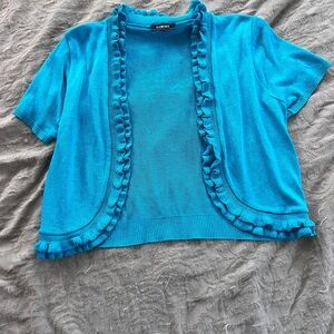 Elementz Women’s Bright Blue Y2K Short Sleeved Cropped Cardigan Size M